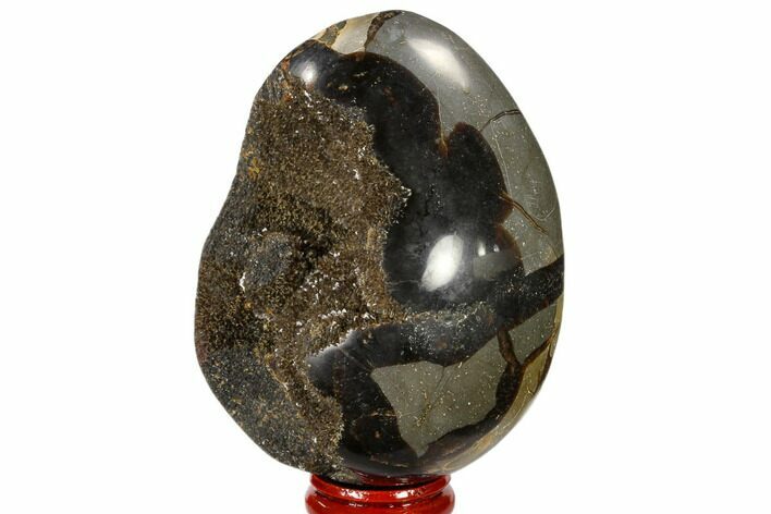 Septarian Dragon Egg Geode - Black Crystals #118703